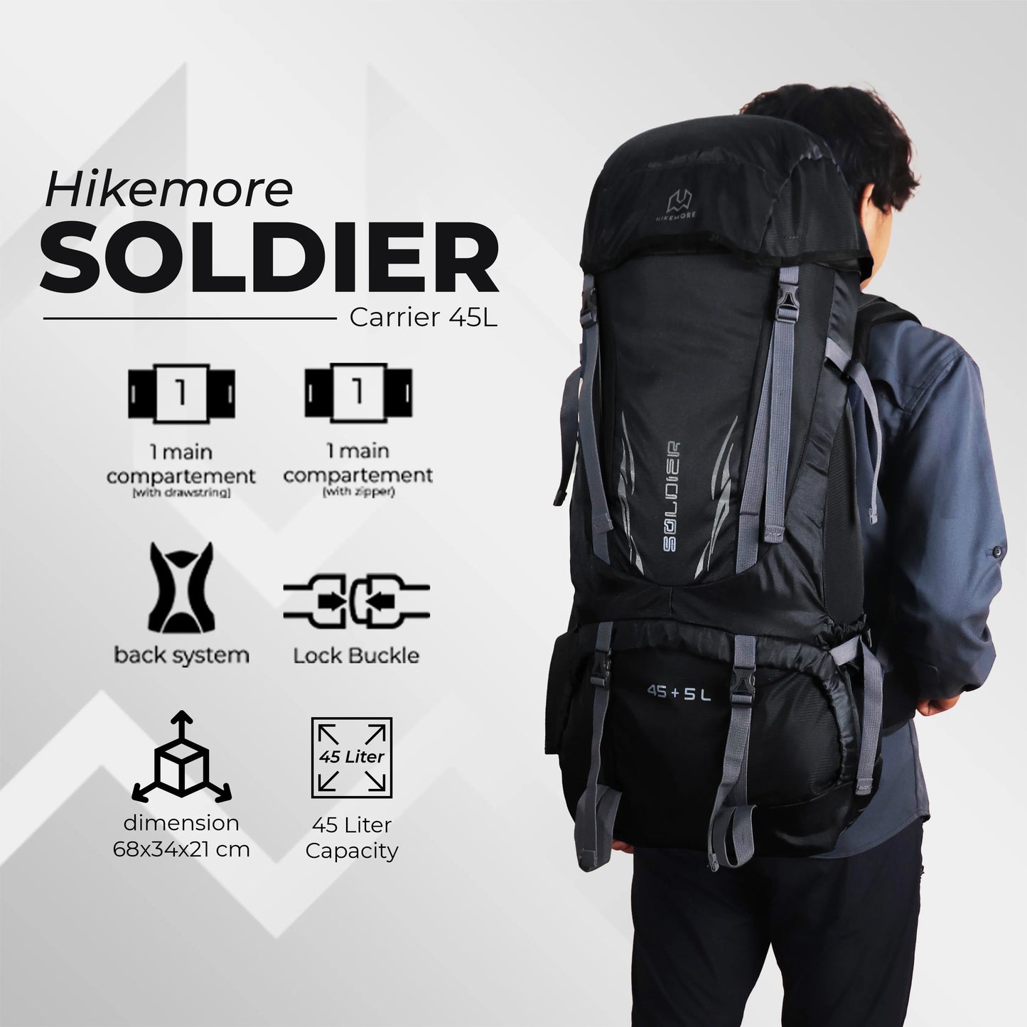 Hikemore Soldier Carrier 45L & 65L